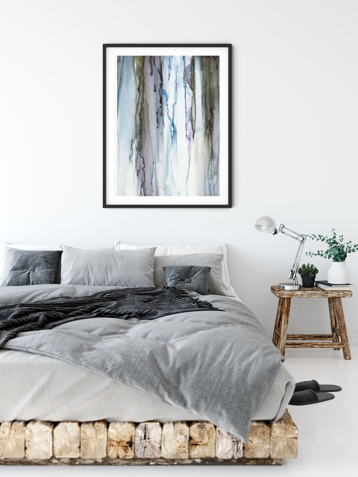 Blue Grey wall art prints Abstract Watercolor Wall Art Etsy