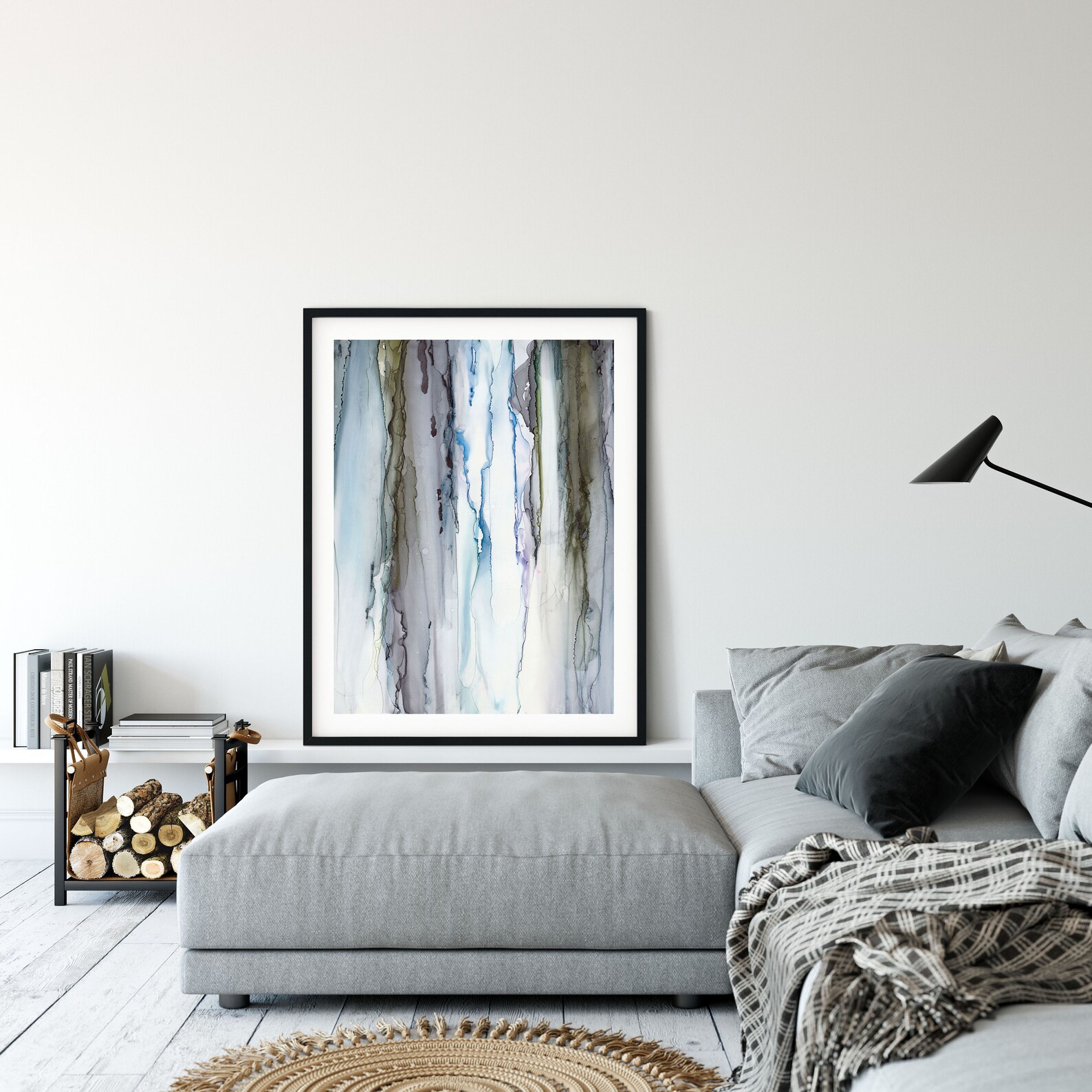 Blue Grey Wall Art Prints Abstract Watercolor Wall Art Etsy