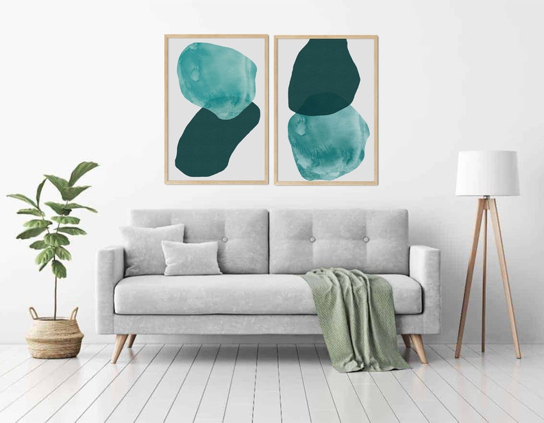 Modern Teal Wall Art Abstract Teal Print Teal Watercolour Etsy