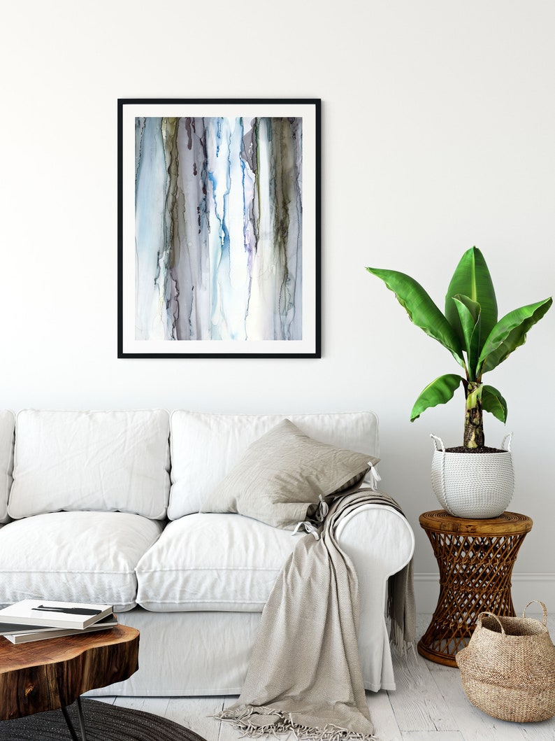 Blue Grey wall art prints Abstract Watercolor Wall Art Etsy