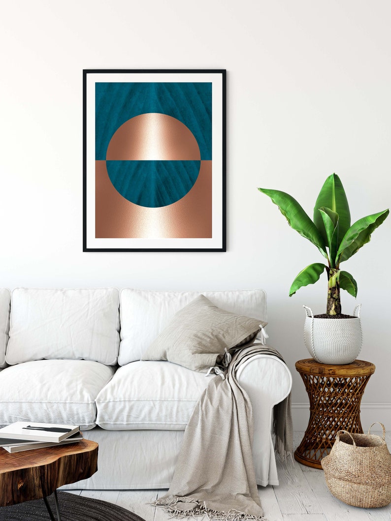 Buy Modern Large Wall Art Print Black Teal and Rose Gold Online in