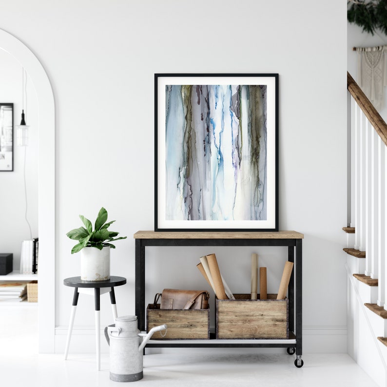 Blue Grey wall art prints Abstract Watercolor Wall Art Etsy