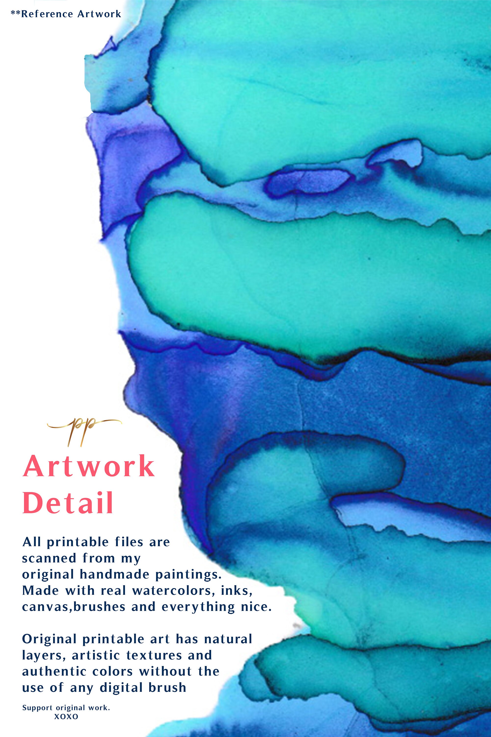 Blue Green Wall Art Minimalist Print Blue Abstract Art Etsy