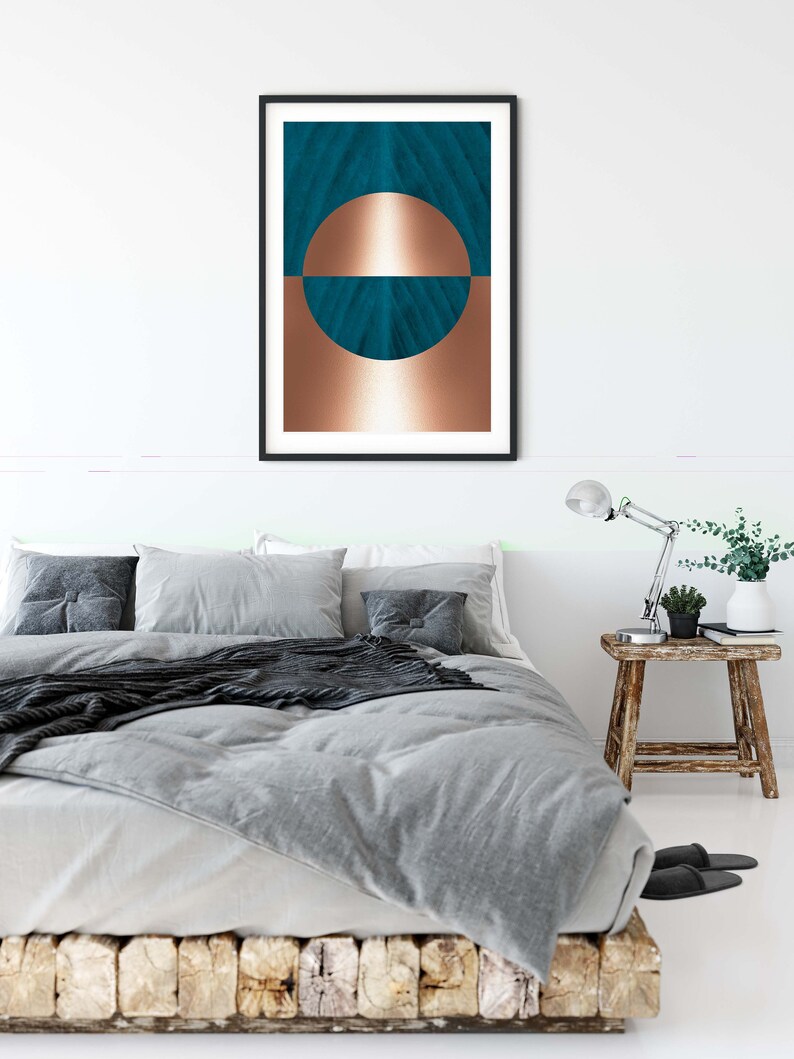 Buy Modern Large Wall Art Print Black Teal and Rose Gold Online in