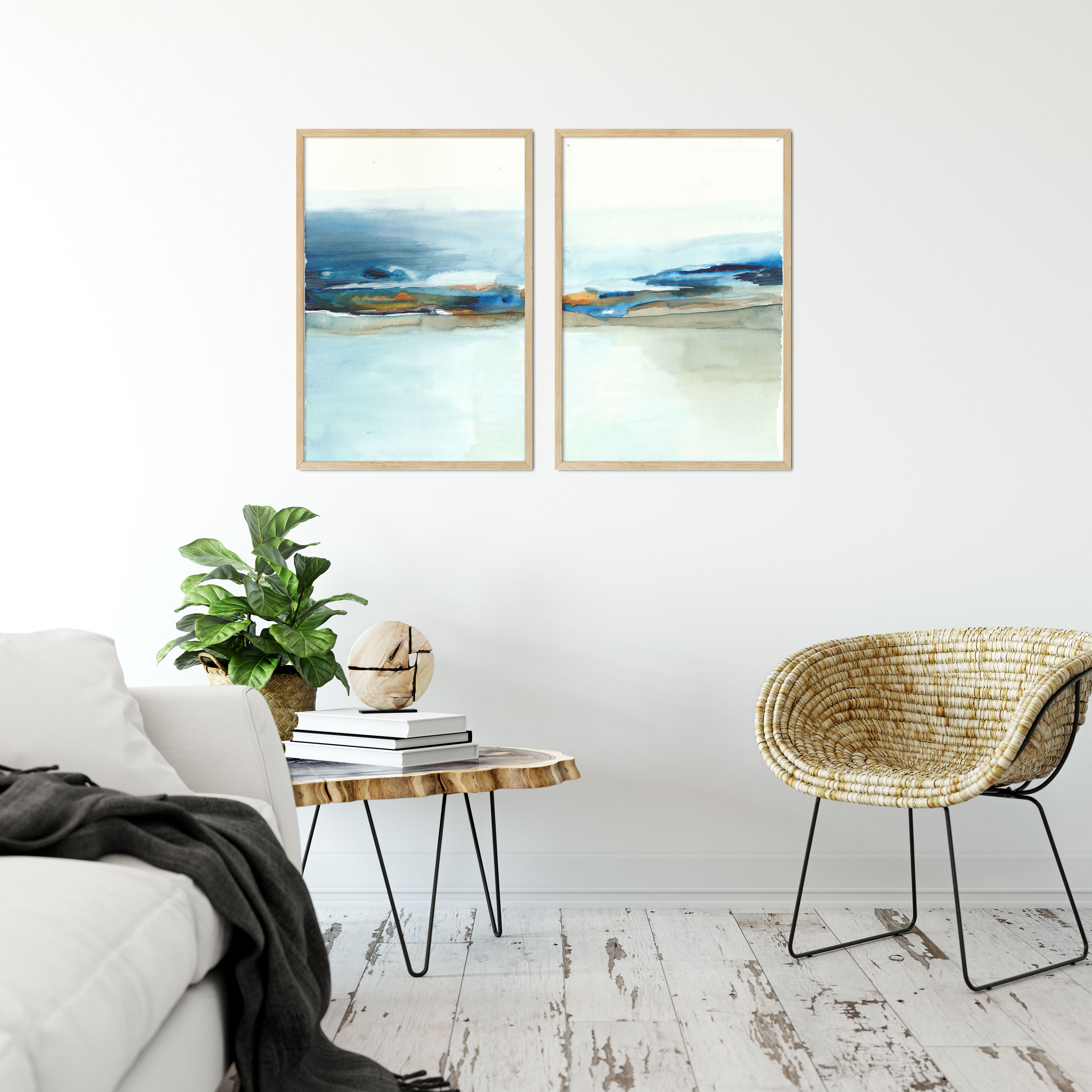 Blue Green Wall Art Minimalist Print Blue Abstract Art Etsy