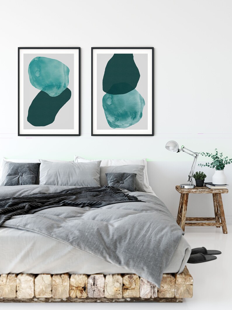 Modern Teal Wall Art Abstract Teal Print Teal Watercolour - Etsy