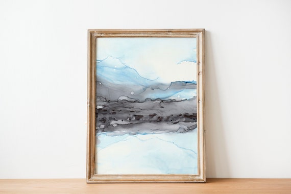 Blue Abstract Art Prints Watercolor Wall Watercolour Printable For Bedroom Abstract Vintage Nordic Canvas Paintings Scandinavia Posters Prints Pop Wall Art Picture For Bedroom Living Room Home Decoration Type Giclee