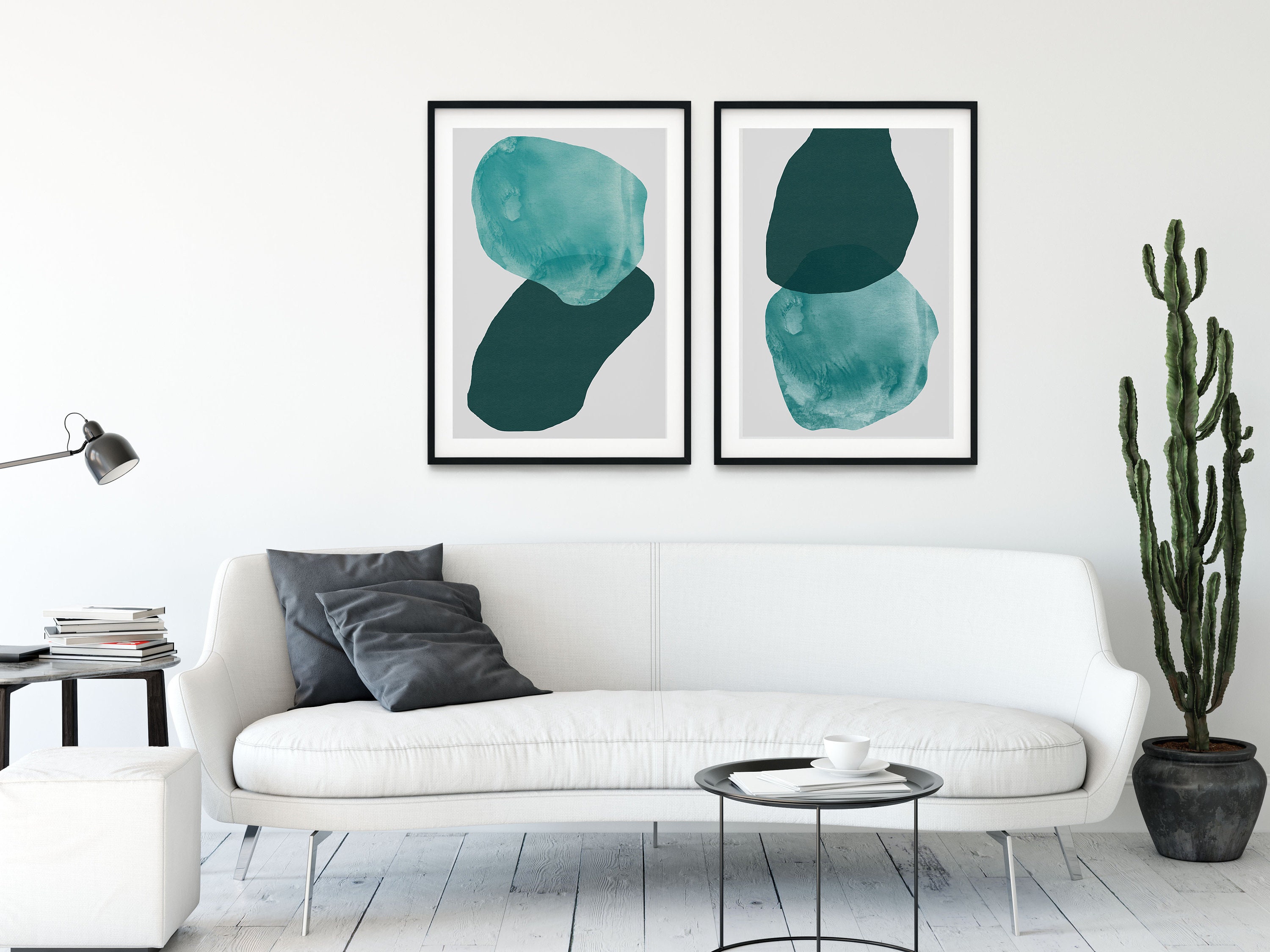 Modern Teal Wall Art Abstract Teal Print Teal Watercolour | Etsy