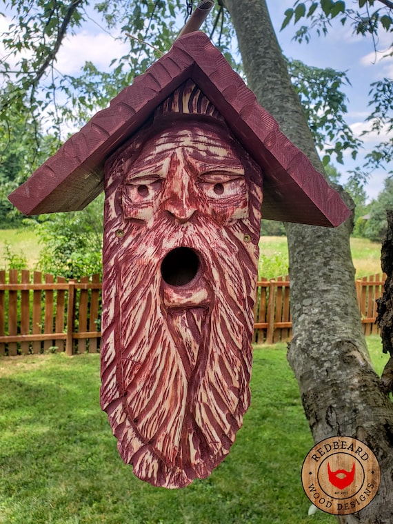 Wood Spirit Birdhouse. Hand Carved. Whimsical Garden Home Etsy