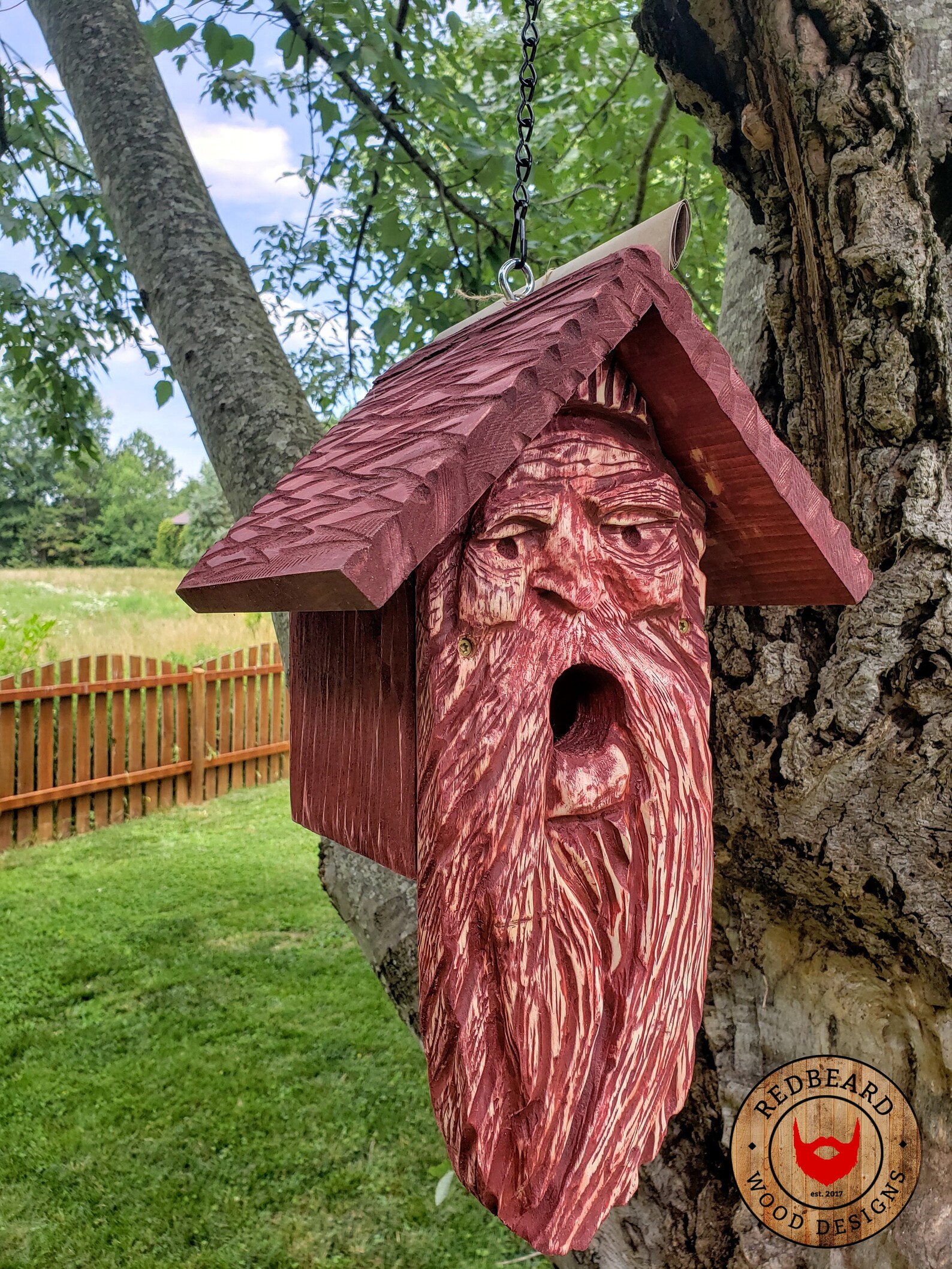 Wood Spirit Birdhouse. Hand Carved. Whimsical Garden Home | Etsy