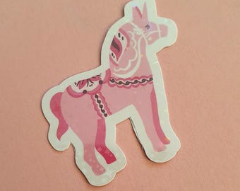 Dala Unicorn, swedish dalecarlia inspired decore, laminated and water resistant sticker