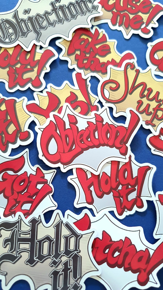 Ace Attorney Stickers: Objection! Speech Bubbles - Game Inspired