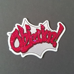 Sticker inspiré d'As Attorney - Objection ! Bulle de dialogue - grand sticker plastifié