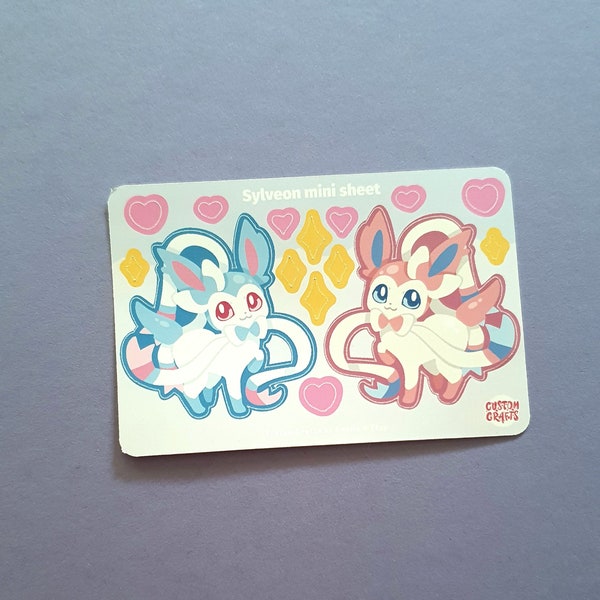 Sticker sheet - Sylveon shiny and regular - mini sticker sheet with 2+13 stickers