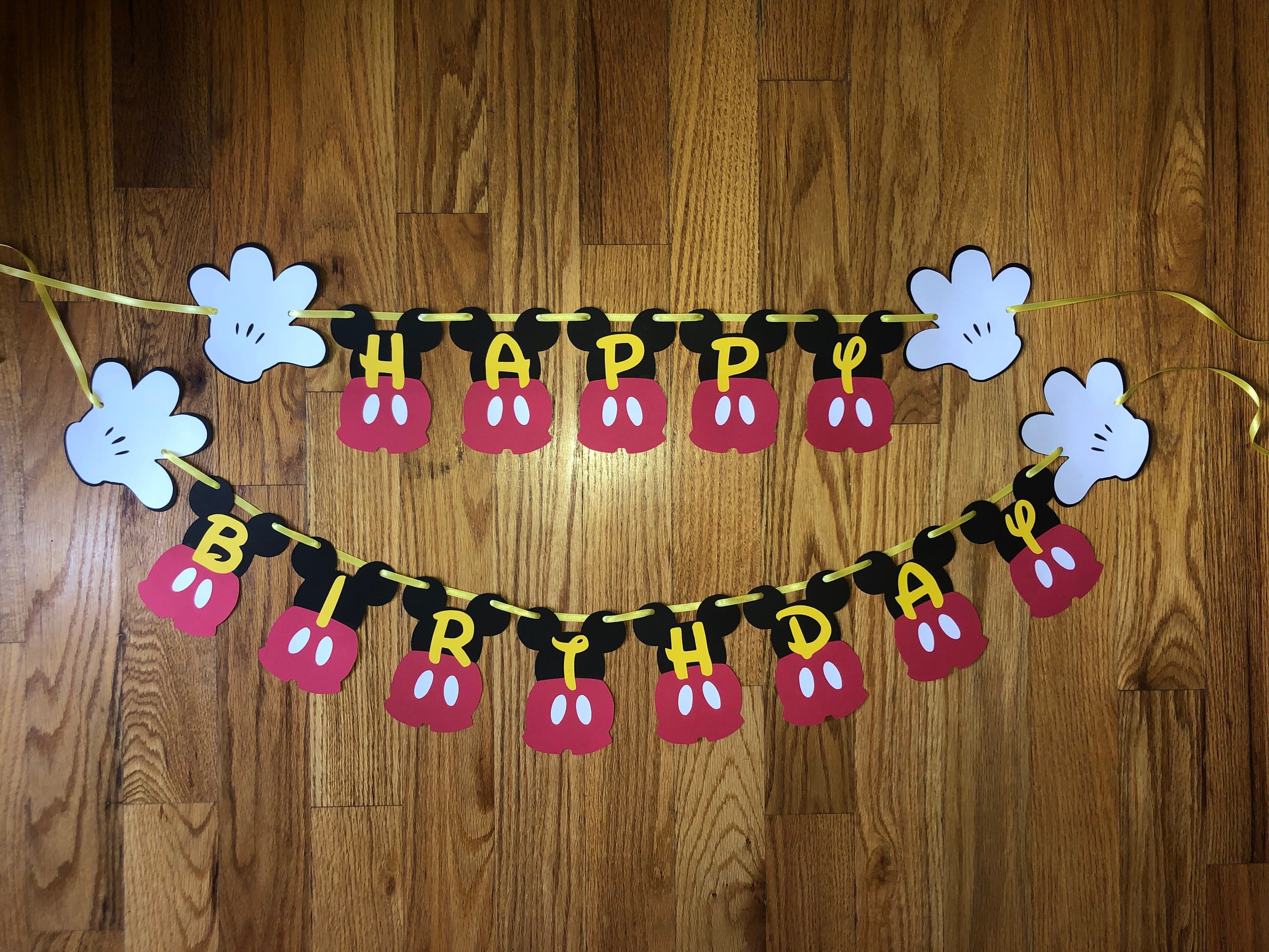 Mickey Mouse Happy Birthday Banner - Etsy