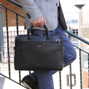 Poignées de porte-documents 15', porte-documents italien en cuir, sac d'affaires en cuir