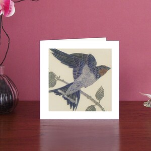 Charming and colourful bird Art Card showing a Flying Swallow
