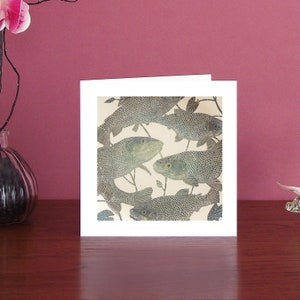 Charming and colourful fish Art Card showing a group of brown trout.