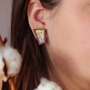 ecofriendly jewelry, earrings aesthetic, earrings yellow, earrings yellow, wood earrings for women, eco jewelry, everyday earrings image 7