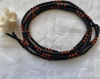 Black and Terra cotta waist beads and accessory | handmade body jewelry