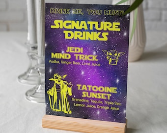 Editable Star Battles Cocktails Sign Template - Galactic Wedding and Events