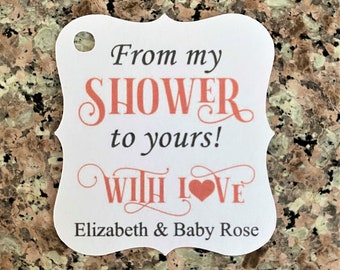 From My Shower to Yours Baby Shower Gift Tags - Personalized Tags for Soap Guest Favors