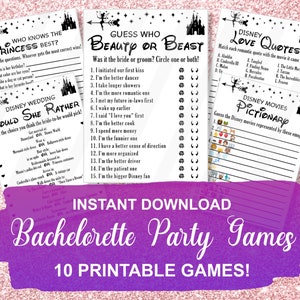 Druckbare Junggesellinnenabschied Spiele Bundle, Prinzessinnen, Sofort Download, 10 Spiele!