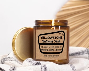 Yellowstone National Park Candle - Amber Jar Container Candle