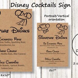 Editable Mickey & Minnie Cocktails Sign Template Magical Wedding and Events image 3