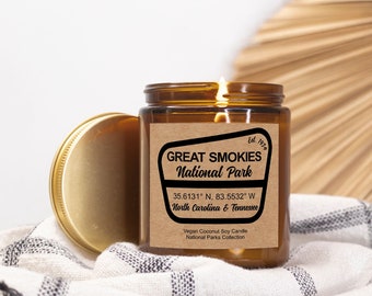 Great Smoky Mountains National Park Candle - Amber Jar Container Candle
