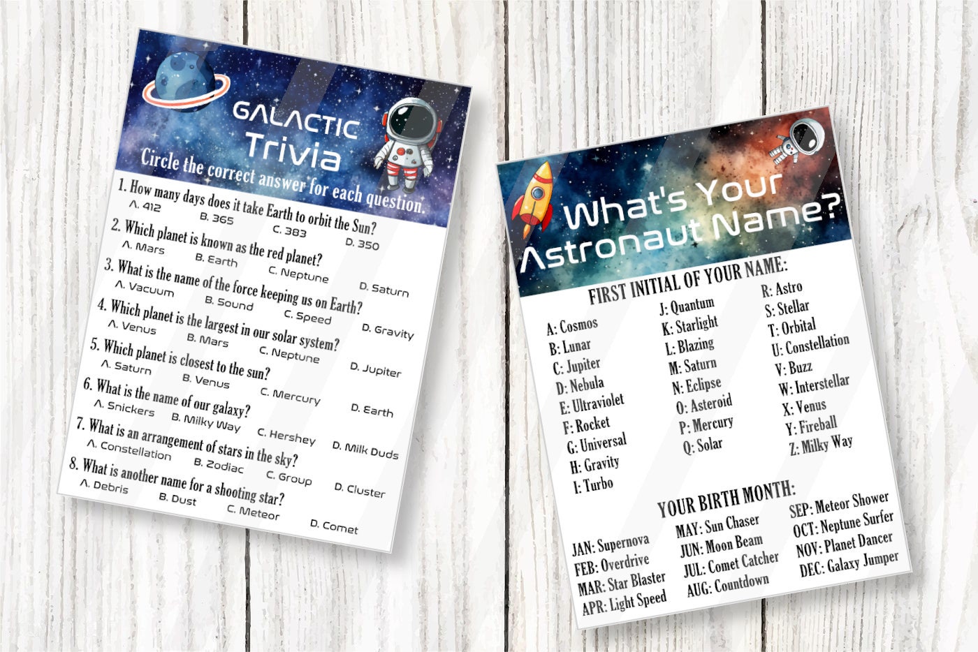 Printable Outer Space Party Games Bundle, Galaxy Kids Activities ...