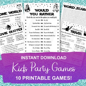 Printable Star Battles Party Games Bundle, Kids Activities, Instant Download, 10 Games!