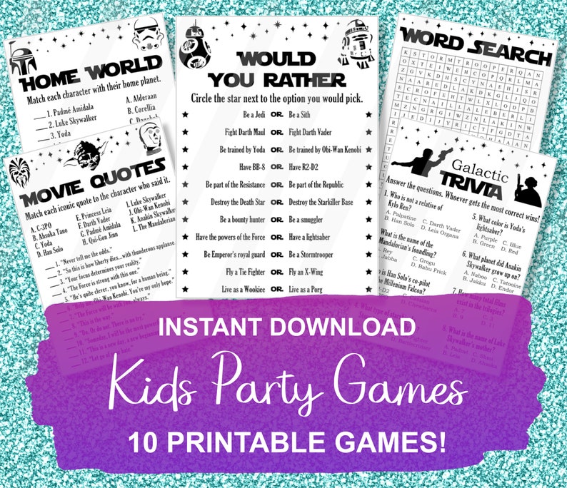 Printable Star Battles Party Games Bundle, Kids Activities, Instant Download, 10 Games image 1
