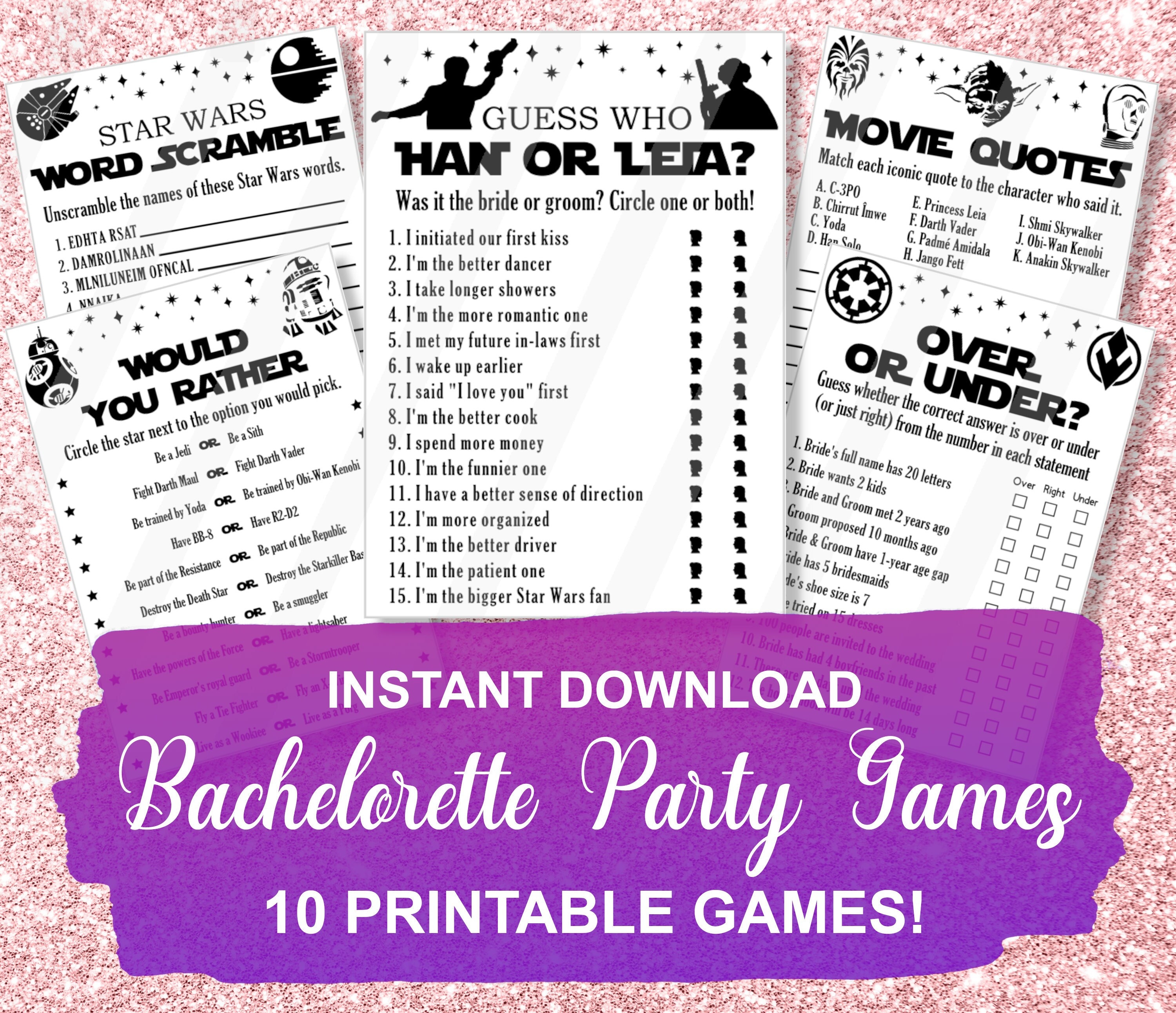 Printable Bachelorette Party Games Bundle Star Battles - Etsy