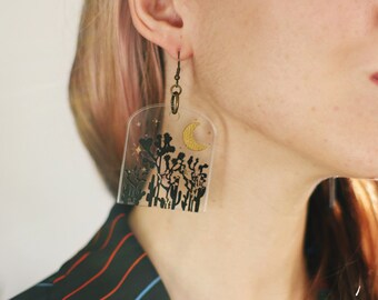 Joshua Tree starry night acrylic earrings