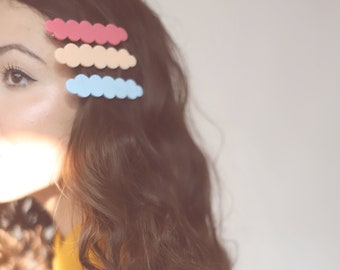 Laser cut acrylic pastel cloud hair clips / barrettes set of 3