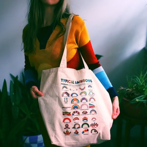 Typical Rainbows vintage inspired canvas tote bag