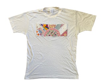 Vintage sun rays patchwork applique t-shirt graphic tee single stitch threadbare distressed
