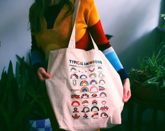 Typical Rainbows vintage inspired canvas tote bag