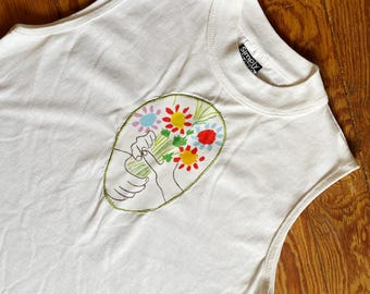 Picasso Bouquet of Peace applique tank top 80s 90s