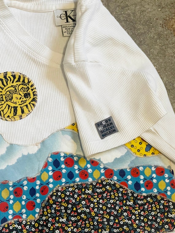 sun landscape patchwork applique vintage 1990s v-… - image 5