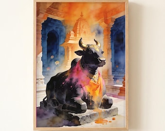 Thanjavur Saraswathi Mahal Library Watercolor Print, India Wall Art, Moody Atmospheric Painting