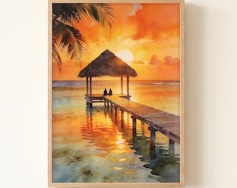 Port of Spain Savannah Watercolor Print, Sunny Island Travel Wall Art