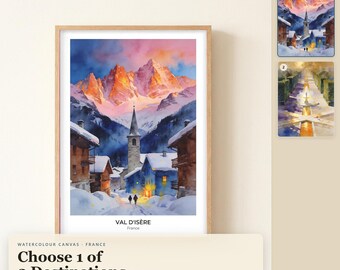 Aquarell-Leinwandbild aus Frankreich, Val d'Isère, Gärten von Versailles, Reise-Leinwanddruck als Geschenk