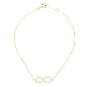 Dainty 9ct Yellow Gold Cubic Zirconia Infinity Bracelet