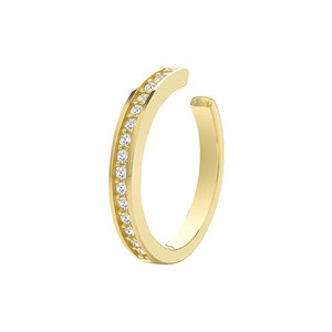 Stylish 9Ct Yellow Gold Ear Cartilage Cuff Earrings with Sparkling Cubic Zirconia Stones