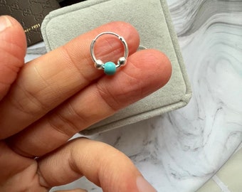 Popular Bead Hoop earrings for men - 925 Sterling Silver Ear Hoops