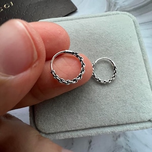 Bali Chain design small hoops for men - 925 Sterling Silver Bali Stackable Hoops