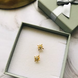 Gold Stern Ohrstecker, vergoldet Sterling Silber Starburst Kubus zirkonia Ohrstecker