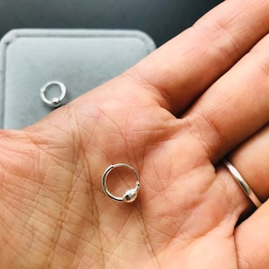 10mm Sterling Silver Hoop Sleeper Earring with the bead design , Stackable earrings